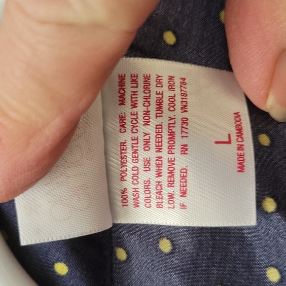 Gilligan & O'Malley Navy Blue & Olive Green Polka-dot Sleepwear Pajama Set Sz L - Picture 8 of 11